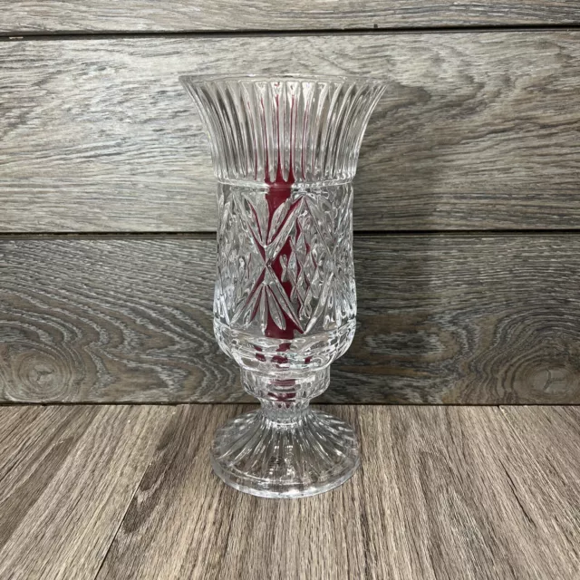 SHANNON CRYSTAL  11” Glass Hurricane Tapered Candle Holder Designs Of Ireland