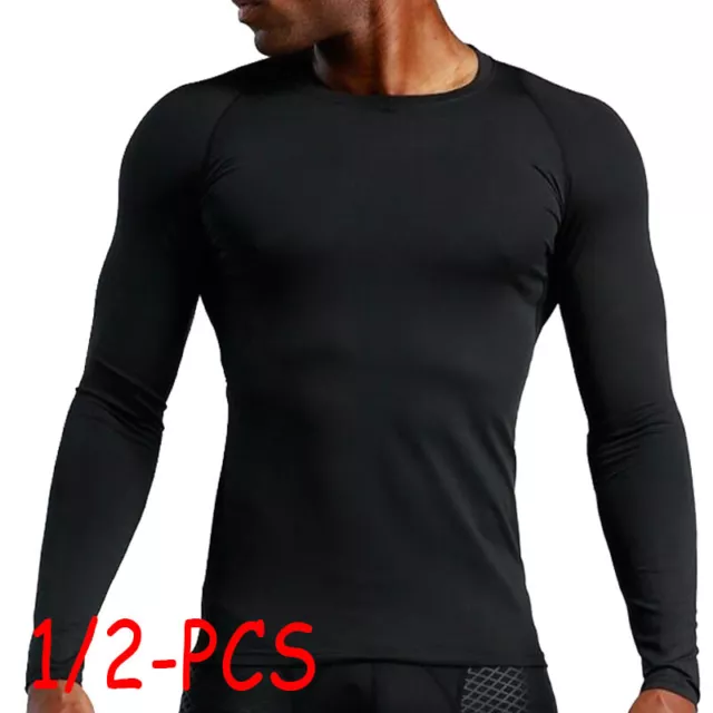 Mens Quick Dry T-Shirt Thermal Top Long Sleeve Winter Undershirt Sports Tops USA