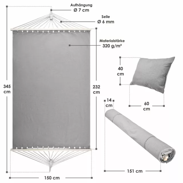 Hängematte Doppelhängematte Hammock 2 Personen 300 kg Outdoor Baumwolle Juskys® 2