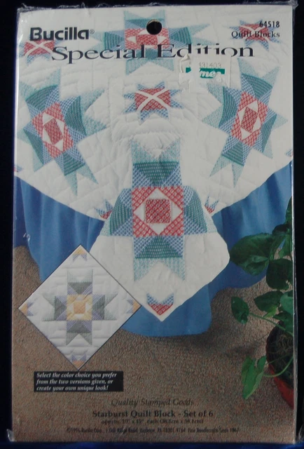 Bloques De Edredón Estampados Bucilla De Colección 1996 - Starburst #64518 - Juego De 6