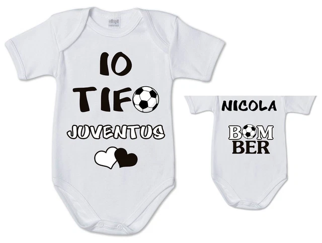 body tutina neonato stampa IO TIFO JUVENTUS  personalizzato nome bimbo bimba