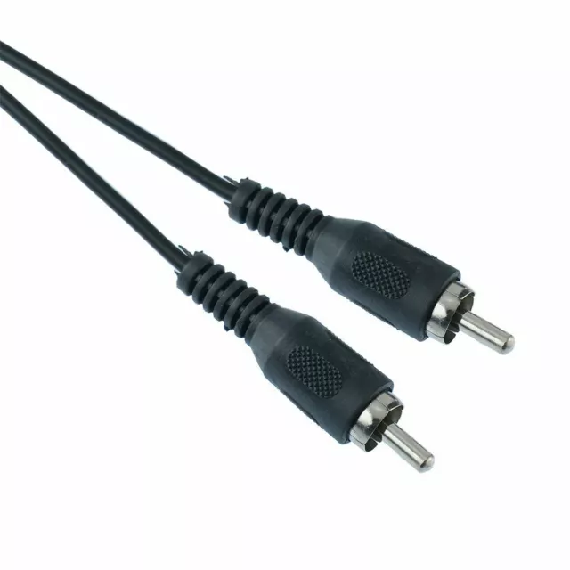 Black 3m Male to Male Plug RCA Phono Cable Lead AV Audio Video PC TV CCTV