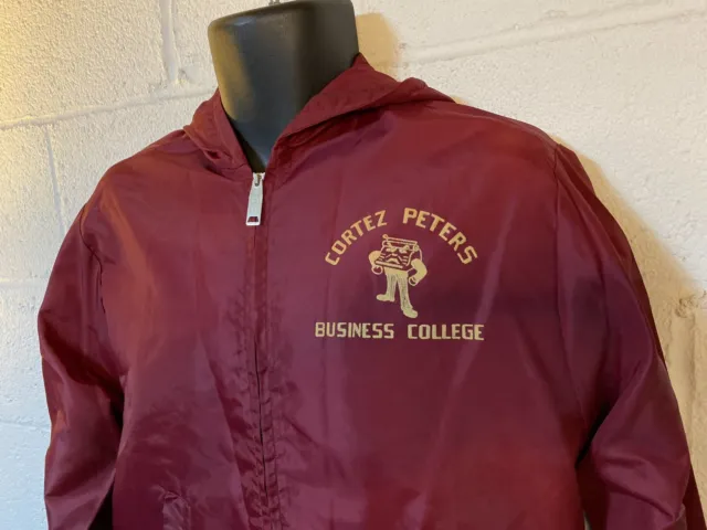 Vintage Cortez Peters Business Black College Windbreaker Jacket XL