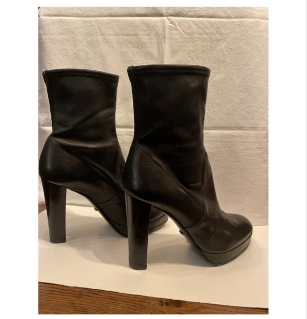 Bottes Boots SERGIO ROSSI Cuir Noir Pointure 38 ½ Talon Haut