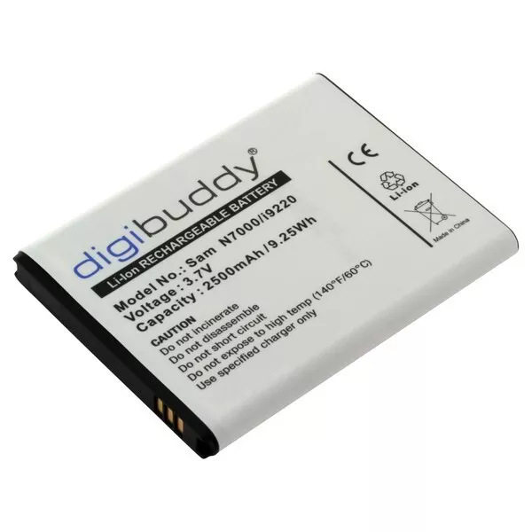 digibuddy - Ersatzakku kompatibel zu Samsung Galaxy Note N7000 - 3,7 Volt 2500mA