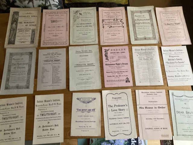 18 Theatre Programmes 1906-22 - Fascinating North London Social History Fab!!