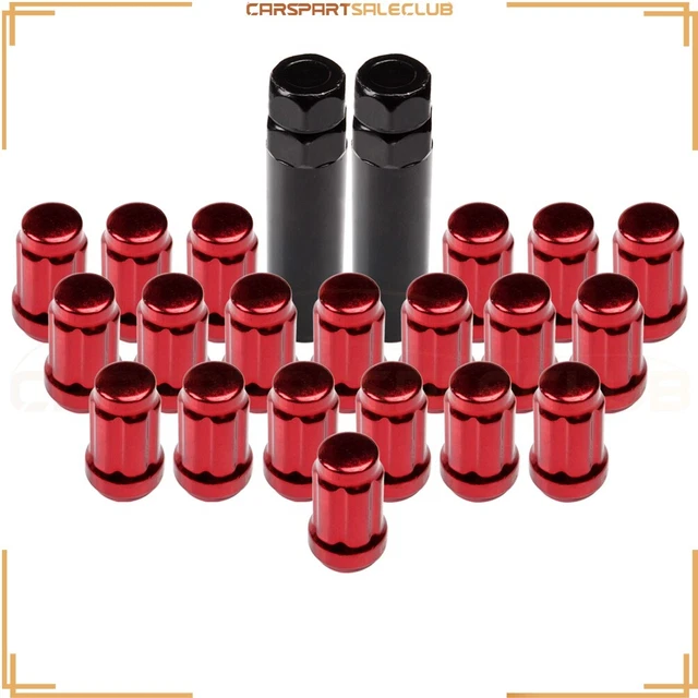 20 x Red 12x1.5+2key 6 Spline Drive Close End Lug Nuts For Ford Fusion