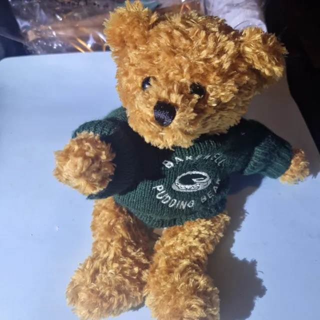 CHANNEL ISLAND BEARS  teddy bear in navy green sweater Bakewell Pudding Plush
