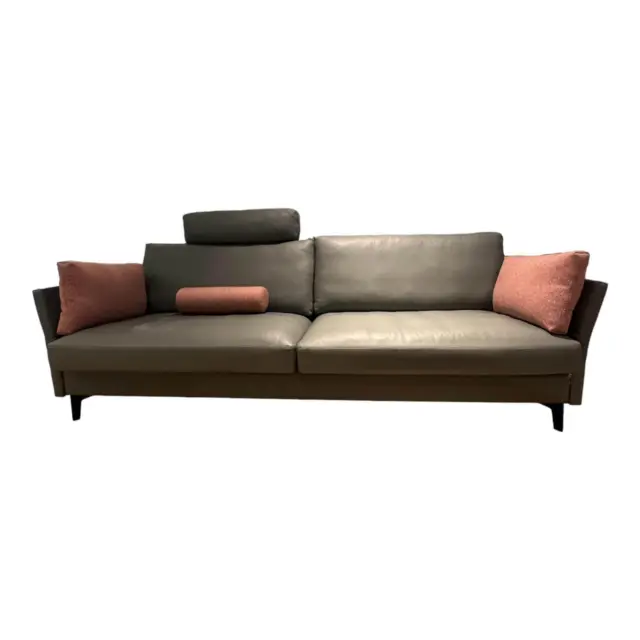 Erpo Sofa Couch Sofa CL990 In Leder 42 Grau Fuß 57 In Metall Matt Schwarz Inkl.