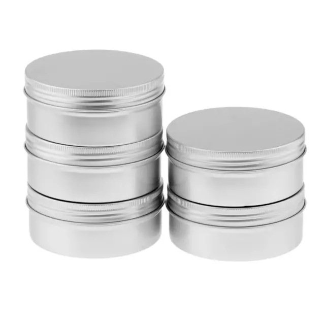 5pcs 200ml Aluminium Lip Tin Pots Cosmetic Jar - Silver,