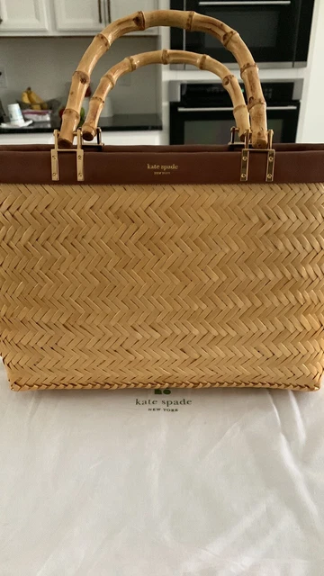 Kate Spade Santa Maria Anabel Wicker Tote, Bamboo Handles Light Tan/Straw Color 2