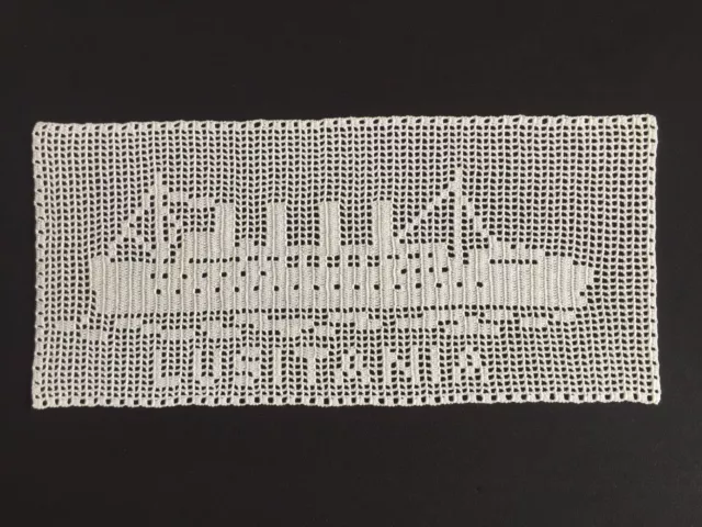 Mary Card LUSITANIA Inset Collectible Filet Crochet Lace Panel 1910s Design