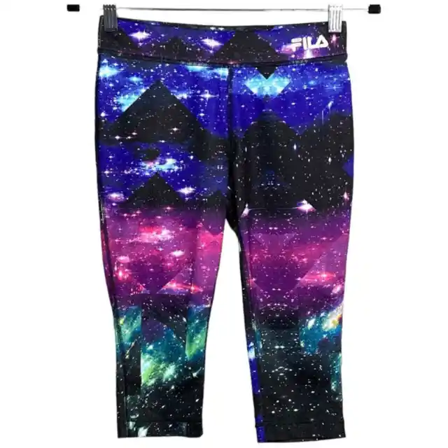 FILA SPORT® Women's High-Waisted Capri Leggings Galaxy Print Size M