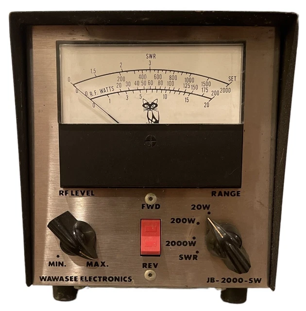 VINTAGE WAWASEE ELECTRONICS Black Cat JB2000 SW Watt Meter Untested