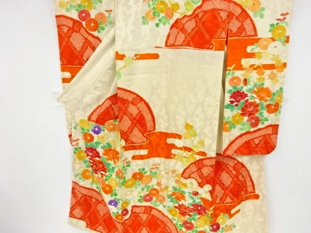 83010# Japanese Kimono / Antique Furisode / Shibori / Kiku & Peony