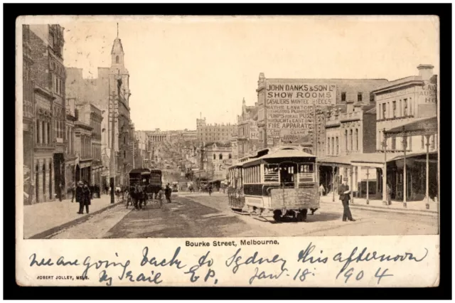 Vintage Postcard - Bourke Street, Melbourne, Victoria (Sent in 1904)