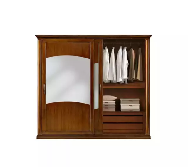 Klassischer Kleiderschrank Braun Schrank Holz Garderobe Luxus Möbel