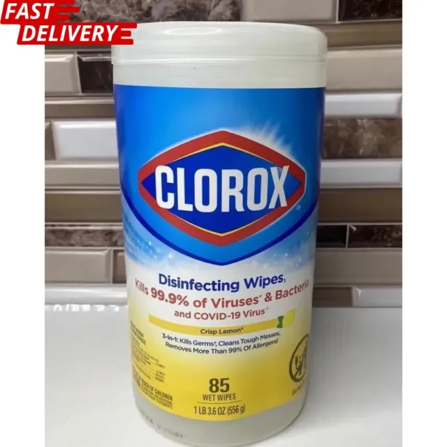 Clorox Disinfecting Wipes - Crisp Lemon, New 85 Ct Kitchen,Bathroom,household