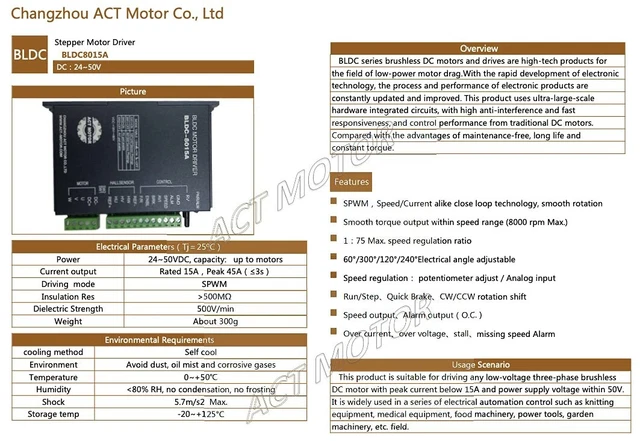 ACT 1PC NEMA23 BLDC Motor Driver BLDC-8015A-0 24-50V 15A Treiber for ACT 1PC NEMA23 BLDC Motor Driver BLDC-8015A-0 24-50V 15A Treiber for