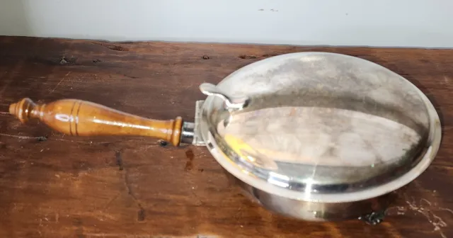 Vintage Silver Silent Butler with Wooden Handle Crumb Ash Catcher