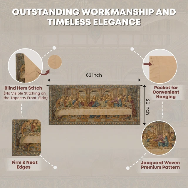 THE LAST SUPPER by Da Vinci Italian Tapestry Wall Art Hanging Decor ...
