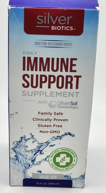 Silver Biotics Daily Immune System Support, PURIFIED SILVER  32 Oz EXP 03/2024