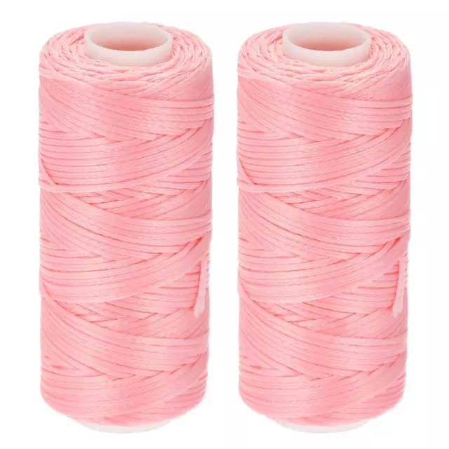 Pelle Cucito Fili 55 Iarde 150D/1mm Cerato Corda per Manuale Cucito (Rosa 2pz)