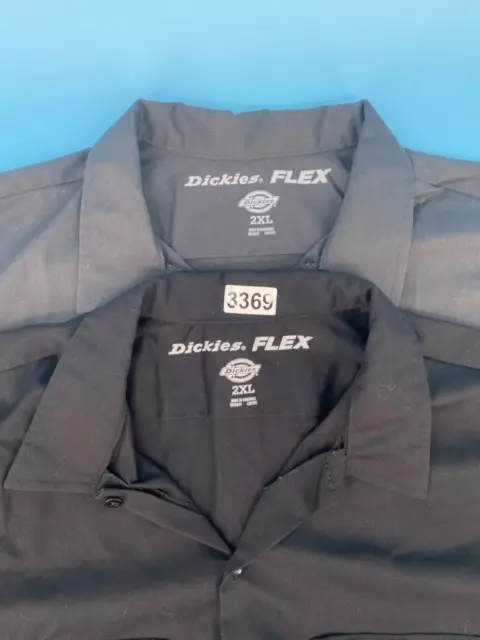 LOT OF 2 Dickies Flex Shirts Mens XXL Black Gray Button Down Workwear ...