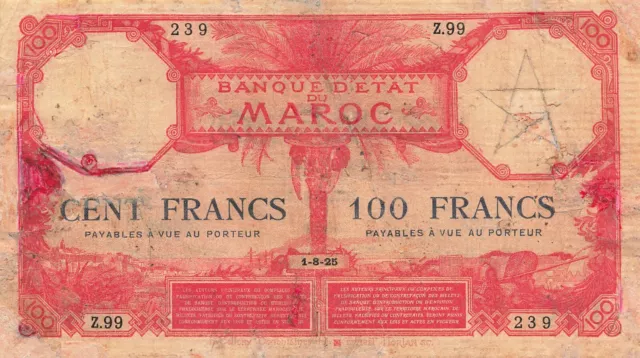 Morocco 100 Francs 1925 ***RARE***