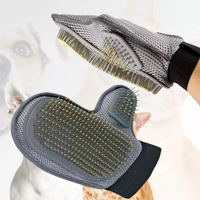 Pet DOG CAT Grooming Glove Deshedding Brush Fur Remover Mitt (Left Right Hand)