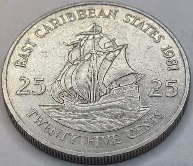 1981 British East Caribbean States 25 Cents KM# 14 US SELLER COMBINE SHIPPING