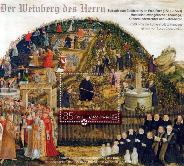Deutsche Privatpos - MZZ Halle - Der Weinberg des Herrn 2017, Block postfrisch