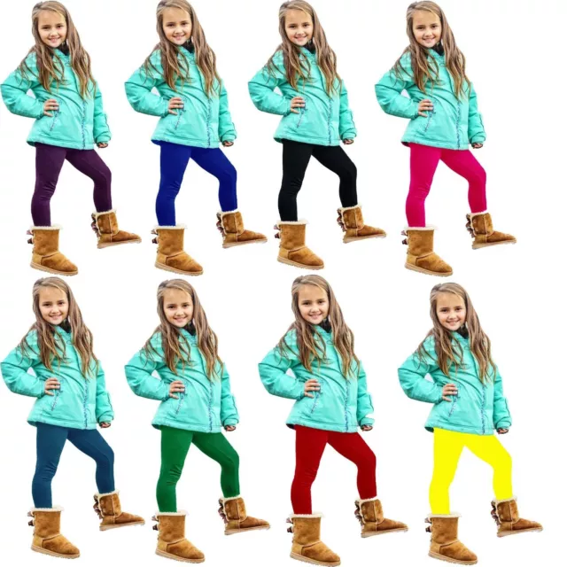 CHILDREN KIDS GIRLS Plain Cotton Thick Full Length Leggings Party Pants All  Ages £4.99 - PicClick UK