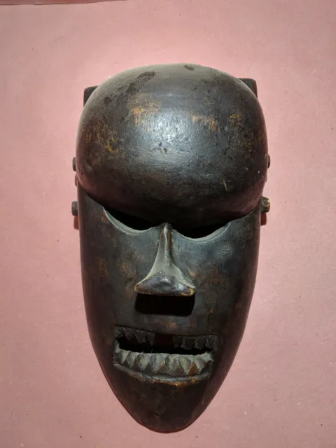African Salampasu Mask with Jagged Teeth — Authentic Carved Wood Art from Congo