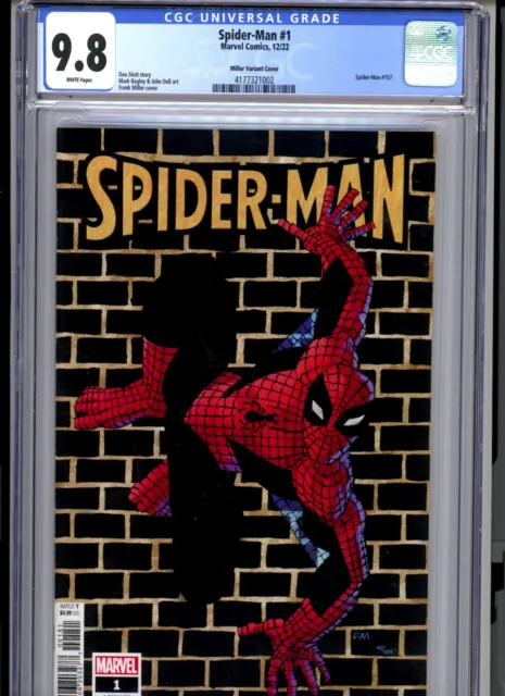 Spider-Man #1 (2022) Marvel CGC 9.8 White Miller Variant Cover