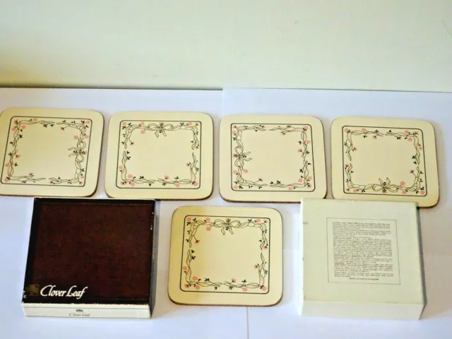 Cloverleaf Eternal Beau Drinks Coasters x 5 with Cork Backing Boxed