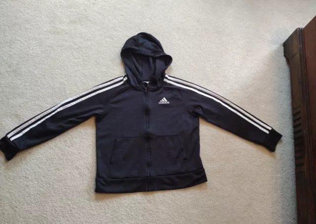 Adidas Little Boys M Black Zip Lightweight Hoodie Jacket Sweatshirt