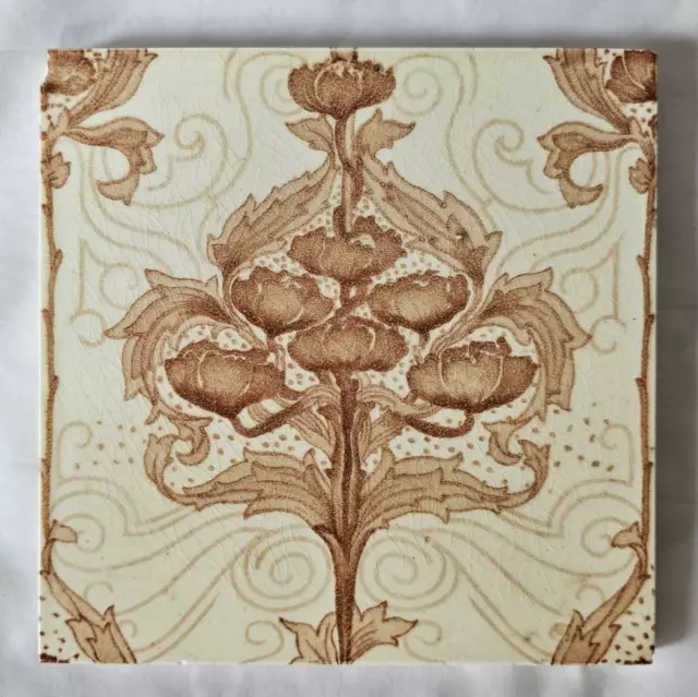 Elegant Minton Floral Design 6 Inch Tile Art Nouveau Period (C)