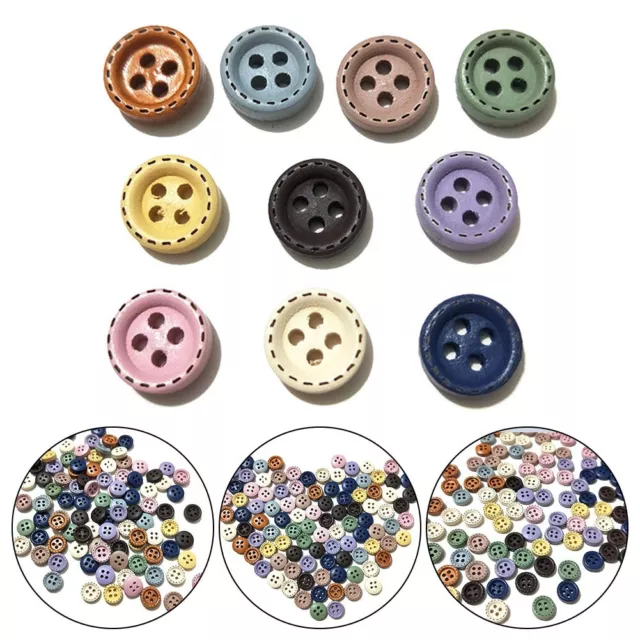 Pack de 100 boutons rétro en bois pour vêtements à faire soi-même et décora