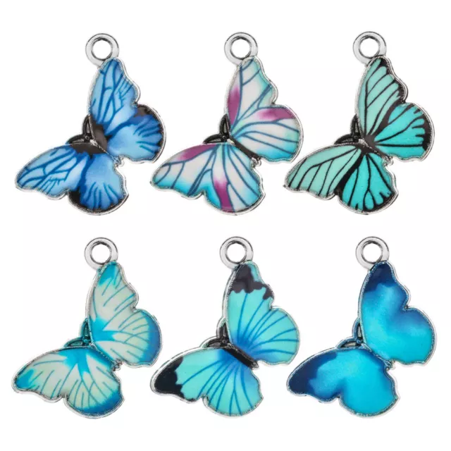 10Pcs Butterfly Pendant Charms Enamel Beads Jewelry Crafts Making DIY 20*14mm