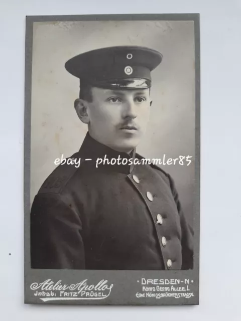 CdV Dresden Portrait Soldat Offizier Regiment IR 103 Mütze Foto Sachsen