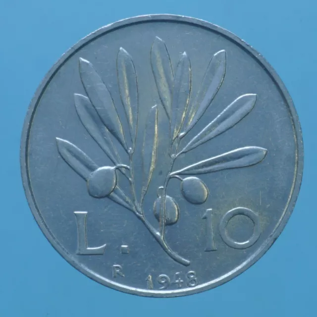 Repubblica Italiana 10 Lire 1948 Ulivo Coin Alluminio Aluminium Numismatica
