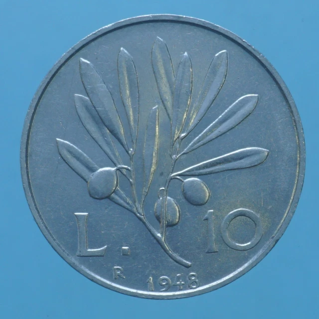 Repubblica Italiana 10 Lire 1948 Ulivo Coin Alluminio Aluminium Numismatica