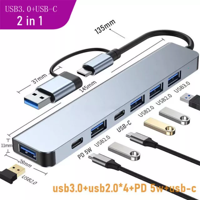 USB Hub 3.0 Type-C Splitter For MacBook Mac Pro Laptop Multi-Interface Extension