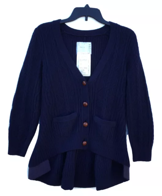 Sacai Cardigan Cable knit chunky Wool sweater size 3 navy blue made in Japan