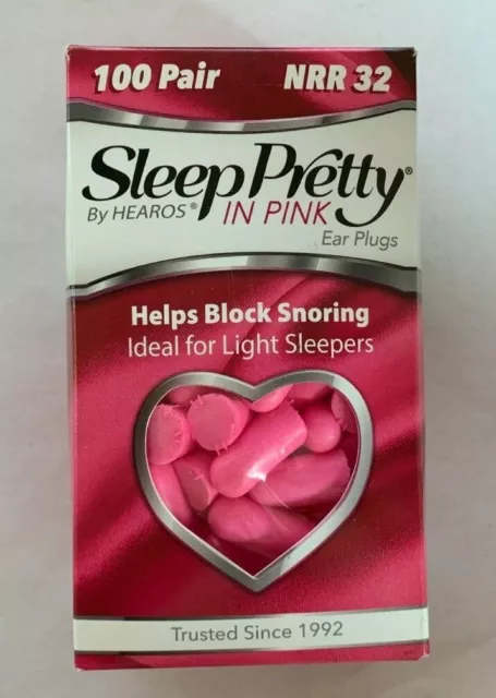 HEAROS Ear Plugs NRR 32 Sleep Pretty In Pink Small Size Women's 100 Pair Heros