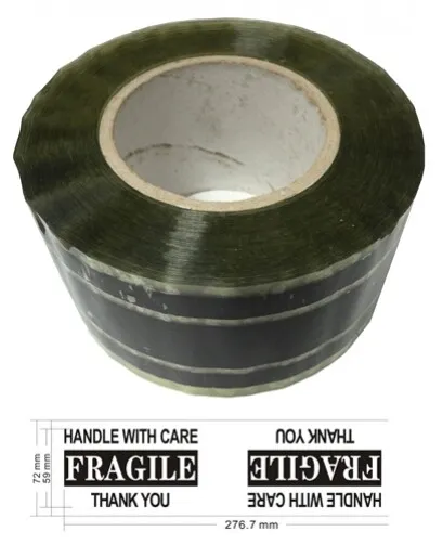 10 Industrial Carton Sealing Tape Fragile Handle w Care (3" x 220 Yds 2.2 Mil)