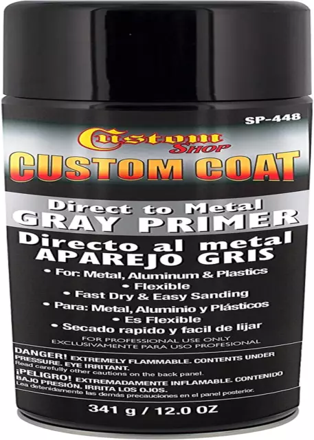 Custom Coat 1K High Build Direct to Metal Primer - 12 Ounce Spray Can - Grey - f
