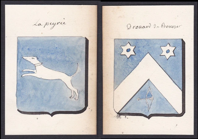 Rouard Bousset La Peyrie Francia Escudo Nobleza Abrigo De Arms Acuarela
