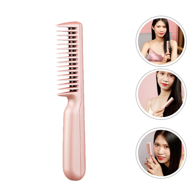 1 juego de peine alisador de cabello profesional con cable USB (rosa)